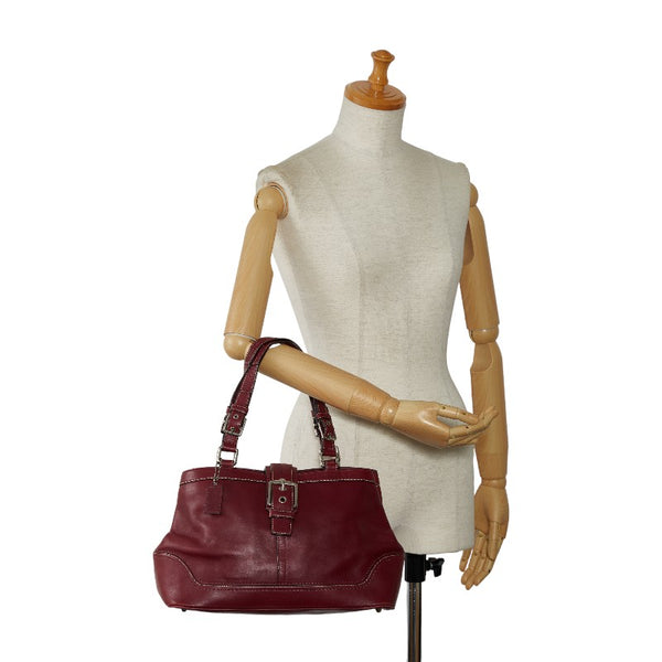 コーチ ハンドバッグ トートバッグ F12602 ワインレッド レザー レディース COACH 【中古】