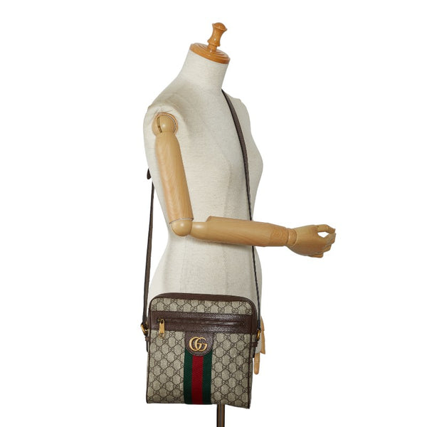 グッチ GGスプリーム シェリーライン 斜め掛け ショルダーバッグ 547926 ブラウン ベージュ PVC レザー レディース GUCCI 【中古】