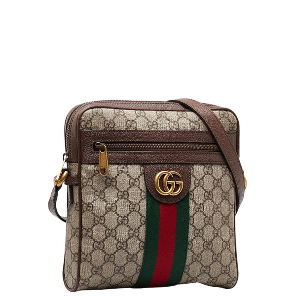 グッチ GGスプリーム シェリーライン 斜め掛け ショルダーバッグ 547926 ブラウン ベージュ PVC レザー レディース GUCCI 【中古】