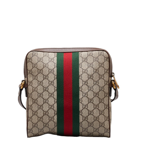 グッチ GGスプリーム シェリーライン 斜め掛け ショルダーバッグ 547926 ブラウン ベージュ PVC レザー レディース GUCCI 【中古】