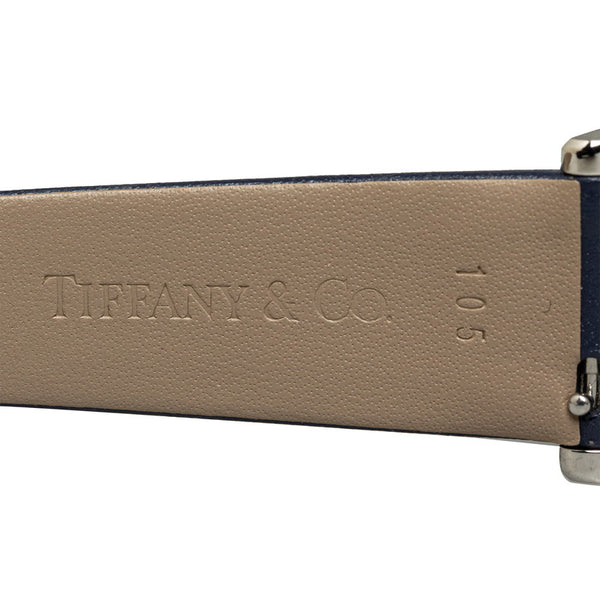 ティファニー イーストウエスト 腕時計 クオーツ ネイビー文字盤 レザー ステンレススチール レディース TIFFANY&Co. 【中古】