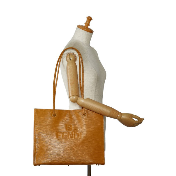 フェンディ ロゴ トートバッグ ショルダーバッグ イエロー レザー レディース FENDI 【中古】