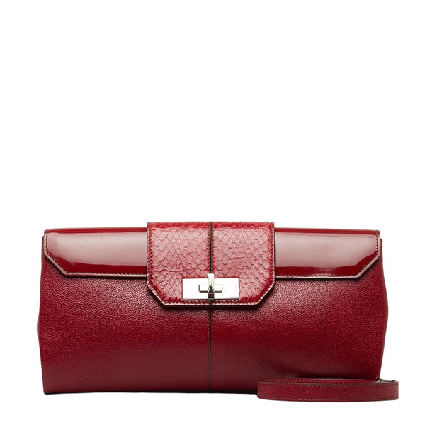 カルティエ クラシック フェミニンライン ワンショルダーバッグ ハンドバッグ レッド レザー レディース CARTIER 【中古】