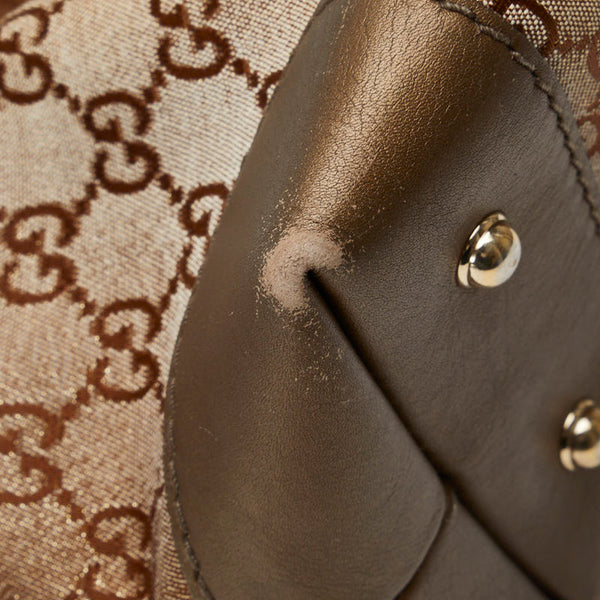 グッチ GGキャンバス ハード ワンショルダーバッグ ハンドバッグ 269959 ブラウン キャンバス レザー レディース GUCCI 【中古】