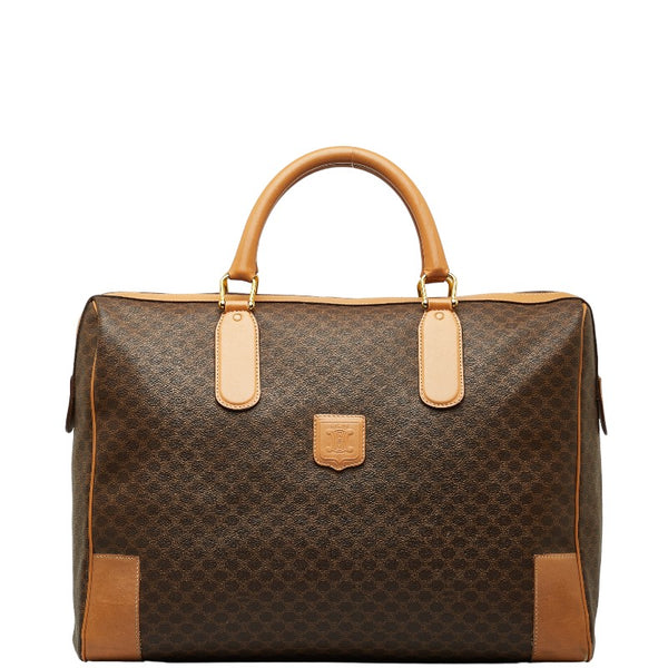 セリーヌ マカダム ボストンバッグ ブラウン PVC レザー レディース CELINE 【中古】