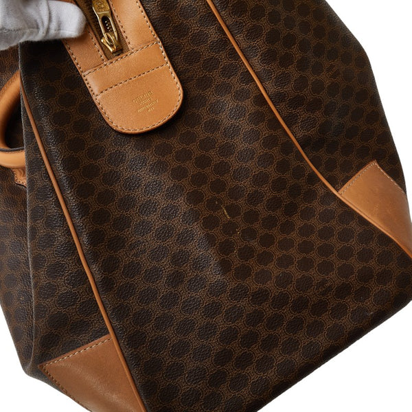 セリーヌ マカダム ボストンバッグ ブラウン PVC レザー レディース CELINE 【中古】