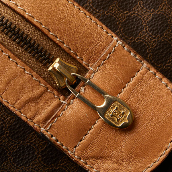セリーヌ マカダム ボストンバッグ ブラウン PVC レザー レディース CELINE 【中古】