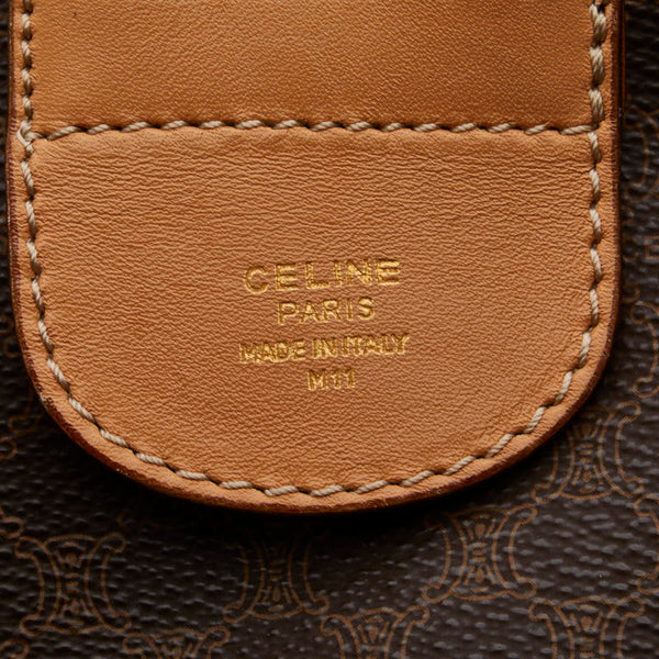 セリーヌ マカダム ボストンバッグ ブラウン PVC レザー レディース CELINE 【中古】