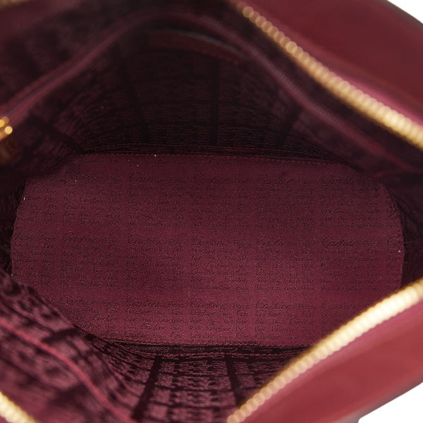 カルティエ マストライン ハンドバッグ トートバッグ ワインレッド レザー レディース CARTIER 【中古】