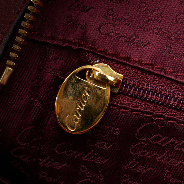 カルティエ マストライン ハンドバッグ トートバッグ ワインレッド レザー レディース CARTIER 【中古】