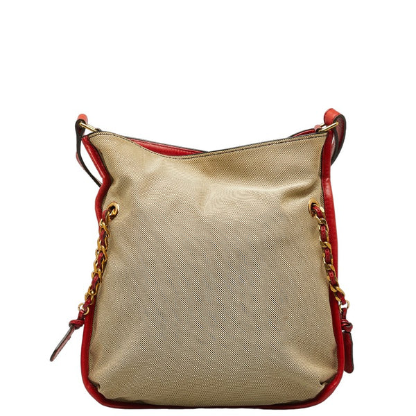 クロエ ハーレー 斜め掛け ショルダーバッグ ベージュ レッド キャンバス レザー レディース Chloe 【中古】
