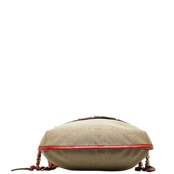 クロエ ハーレー 斜め掛け ショルダーバッグ ベージュ レッド キャンバス レザー レディース Chloe 【中古】