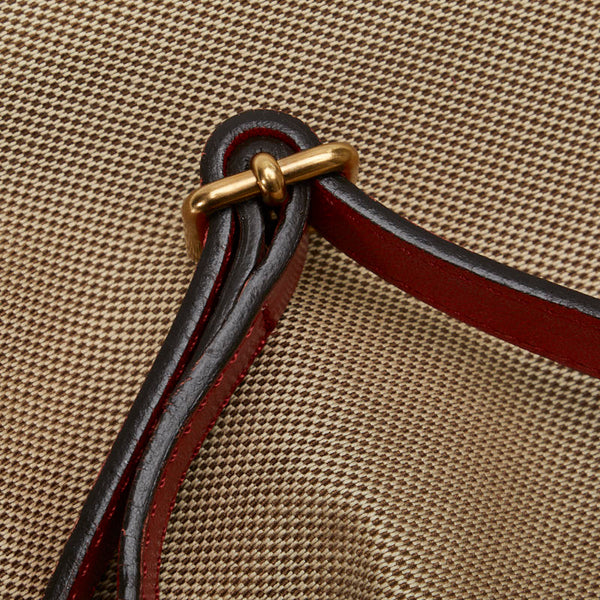 クロエ ハーレー 斜め掛け ショルダーバッグ ベージュ レッド キャンバス レザー レディース Chloe 【中古】