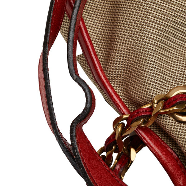 クロエ ハーレー 斜め掛け ショルダーバッグ ベージュ レッド キャンバス レザー レディース Chloe 【中古】