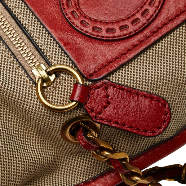 クロエ ハーレー 斜め掛け ショルダーバッグ ベージュ レッド キャンバス レザー レディース Chloe 【中古】