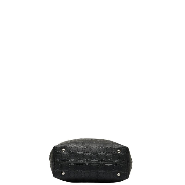 サルヴァトーレフェラガモ ガンチーニ ハンドバッグ ショルダーバッグ AU-21 4909 ブラック レザー レディース Salvatore Ferragamo 【中古】