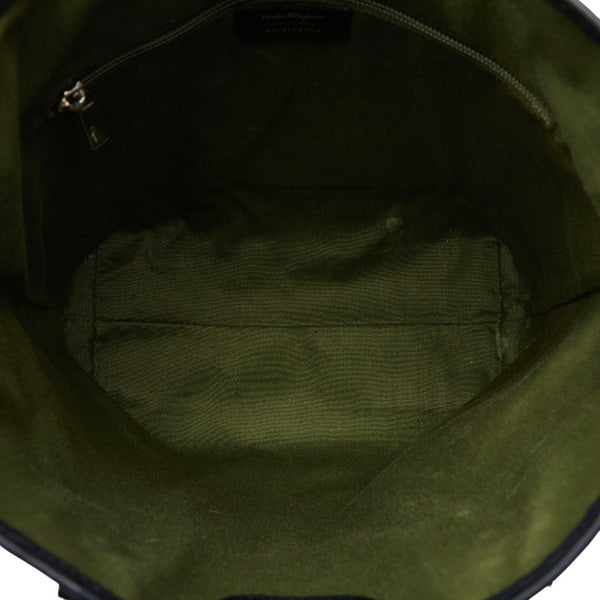 サルヴァトーレフェラガモ ガンチーニ ハンドバッグ ショルダーバッグ AU-21 4909 ブラック レザー レディース Salvatore Ferragamo 【中古】