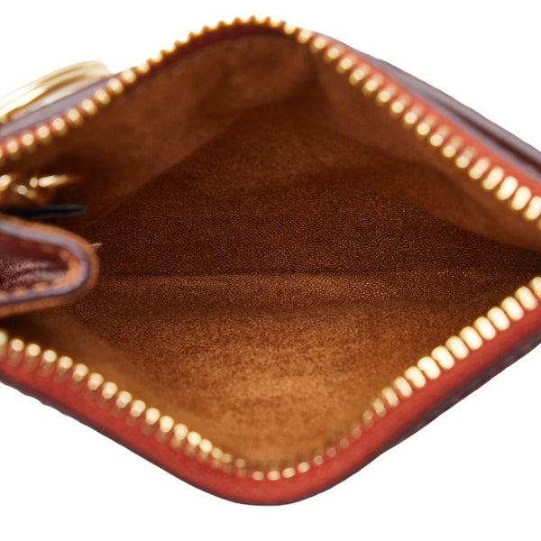 コーチ ミニ スキニー シグネチャー ストロベリー プリント パスケース 小銭入れ ブラウン ピンク PVC レザー レディース COACH 【中古】