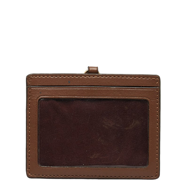 コーチ シグネチャー ネックストラップ パスケース IDケース ブラウン PVC レザー レディース COACH 【中古】