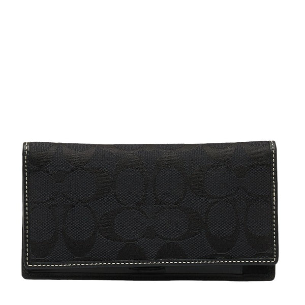 コーチ シグネチャー 手帳カバー ブックカバー ブラック キャンバス レザー レディース COACH 【中古】