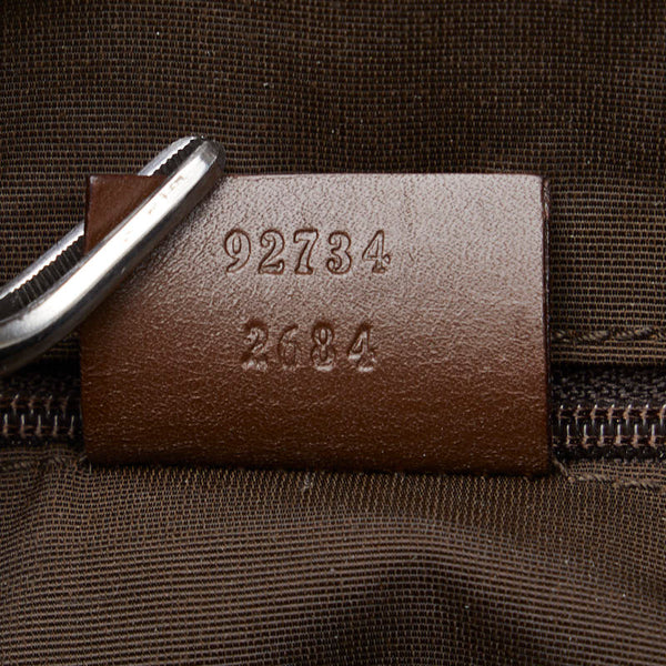 グッチ GGキャンバス ハンドバッグ トートバッグ  92734 ベージュ ブラウン キャンバス レザー レディース GUCCI 【中古】