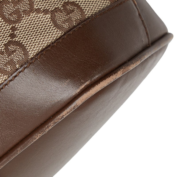 グッチ GGキャンバス ハンドバッグ トートバッグ  92734 ベージュ ブラウン キャンバス レザー レディース GUCCI 【中古】