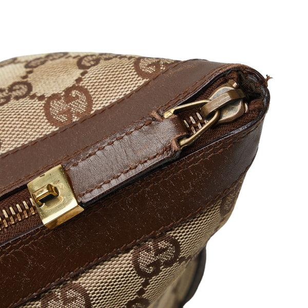 グッチ GGキャンバス ハンドバッグ トートバッグ  92734 ベージュ ブラウン キャンバス レザー レディース GUCCI 【中古】