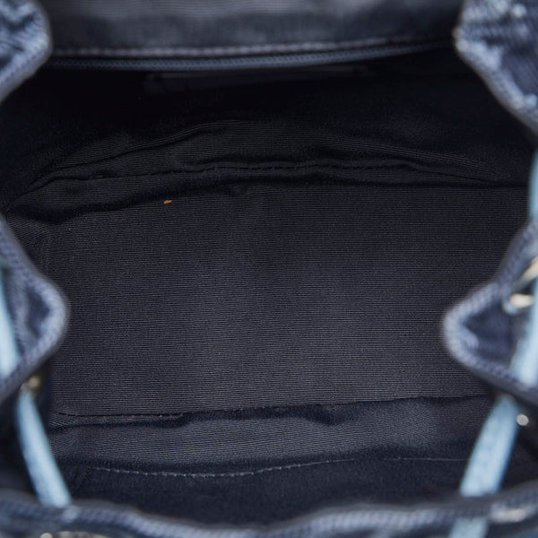 コーチ シグネチャー ロゴ シルバー金具 ビリー リュック バックパック F25893 ブルー キャンバス レザー レディース COACH 【中古】