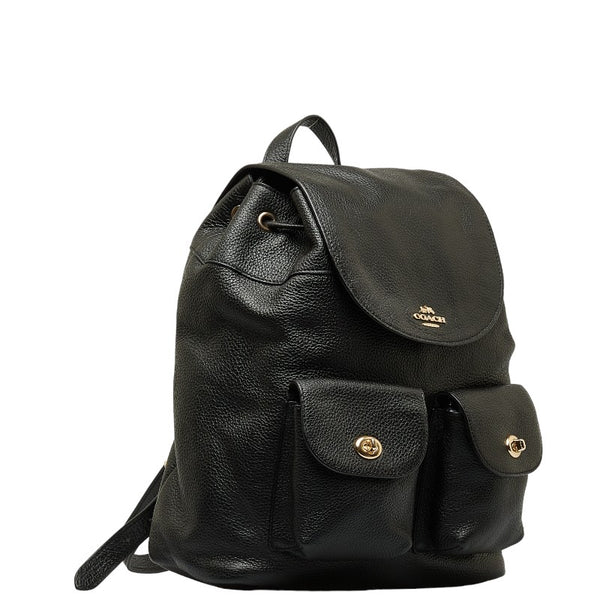 コーチ ロゴ ゴールド金具 リュック バックパック F29008 ブラック レザー レディース COACH 【中古】
