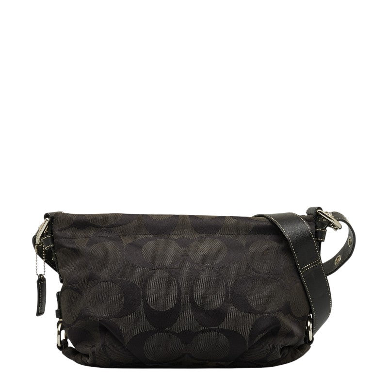 コーチ シグネチャー 斜め掛け ショルダーバッグ F15068 ブラック キャンバス レザー レディース COACH 【中古】