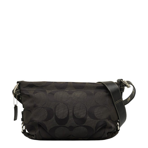 コーチ シグネチャー 斜め掛け ショルダーバッグ F15068 ブラック キャンバス レザー レディース COACH 【中古】