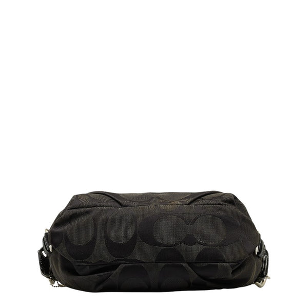 コーチ シグネチャー 斜め掛け ショルダーバッグ F15068 ブラック キャンバス レザー レディース COACH 【中古】