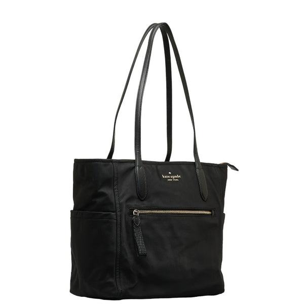 ケイトスペード ロゴ ゴールド金具 トートバッグ ショルダーバッグ ブラック ナイロン レザー レディース Kate Spade 【中古】
