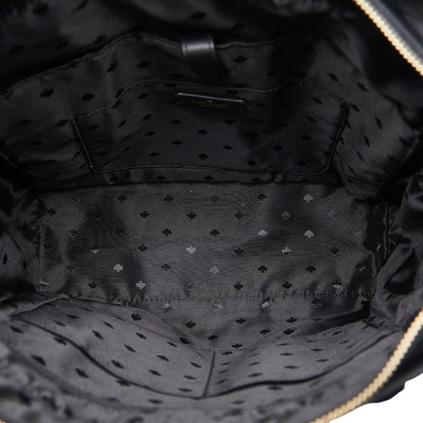 ケイトスペード ロゴ ゴールド金具 トートバッグ ショルダーバッグ ブラック ナイロン レザー レディース Kate Spade 【中古】