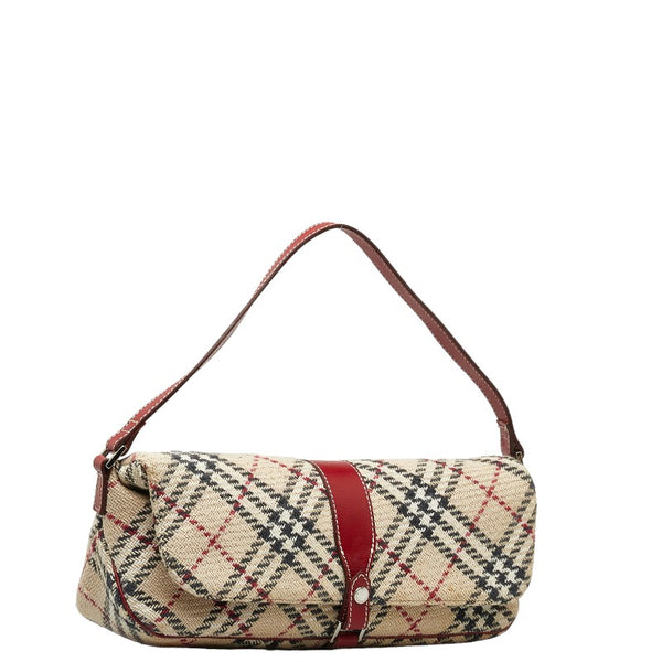 バーバリー ブルーレーベル ノバチェック ワンショルダーバッグ ハンドバッグ ベージュ レッド  ツイード レザー レディース BURBERRY 【中古】