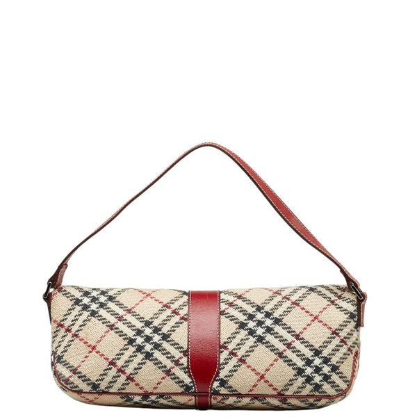 バーバリー ブルーレーベル ノバチェック ワンショルダーバッグ ハンドバッグ ベージュ レッド  ツイード レザー レディース BURBERRY 【中古】