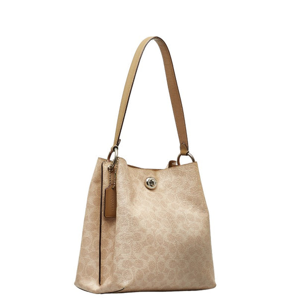 コーチ シグネチャー チャーリー バケット ハンドバッグ ショルダーバッグ 2WAY 89003 ベージュ  PVC レザー レディース COACH 【中古】