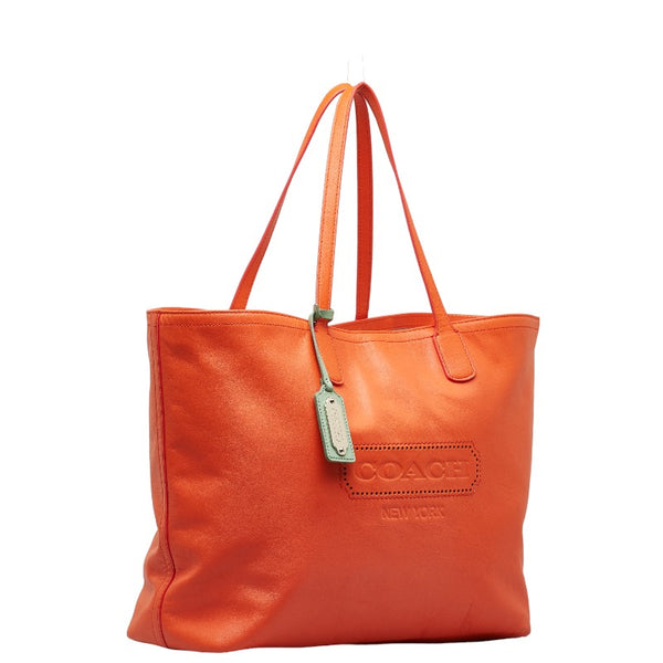 コーチ ロゴ トートバッグ ショルダーバッグ 23104P オレンジ レザー レディース COACH 【中古】