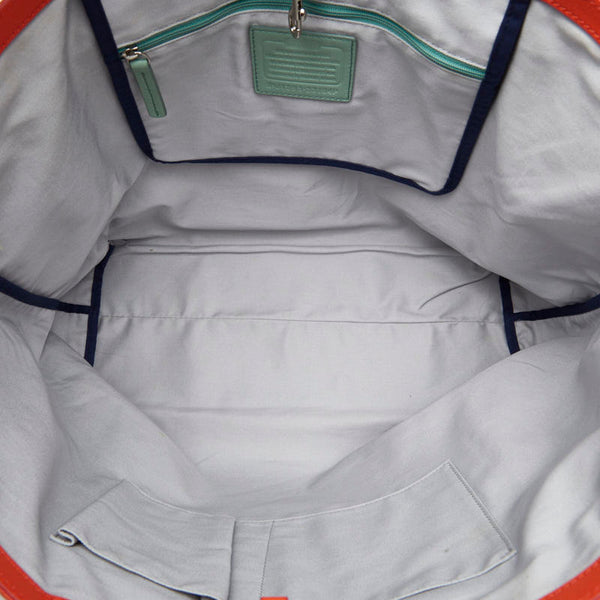 コーチ ロゴ トートバッグ ショルダーバッグ 23104P オレンジ レザー レディース COACH 【中古】