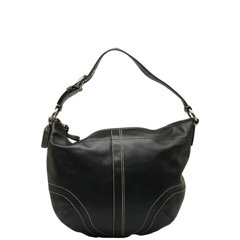 コーチ ワンショルダーバッグ ハンドバッグ F10907 ブラック シルバー レザー レディース COACH 【中古】