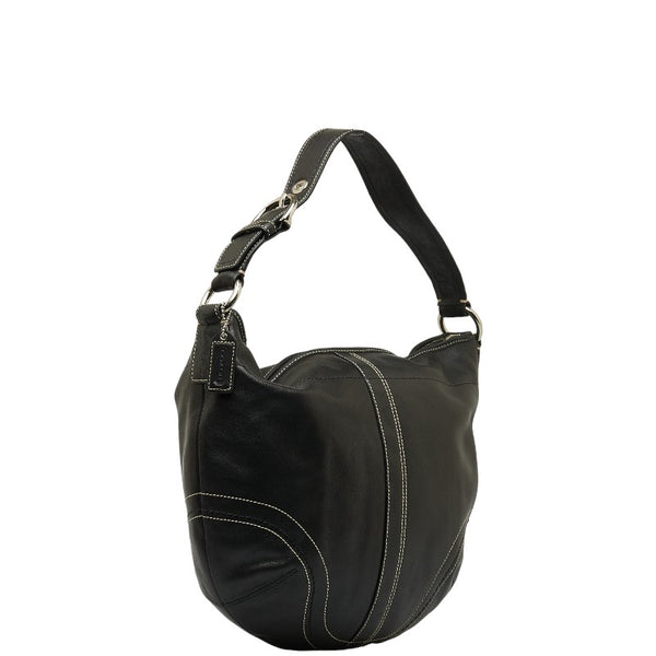 コーチ ワンショルダーバッグ ハンドバッグ F10907 ブラック シルバー レザー レディース COACH 【中古】