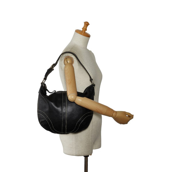 コーチ ワンショルダーバッグ ハンドバッグ F10907 ブラック シルバー レザー レディース COACH 【中古】