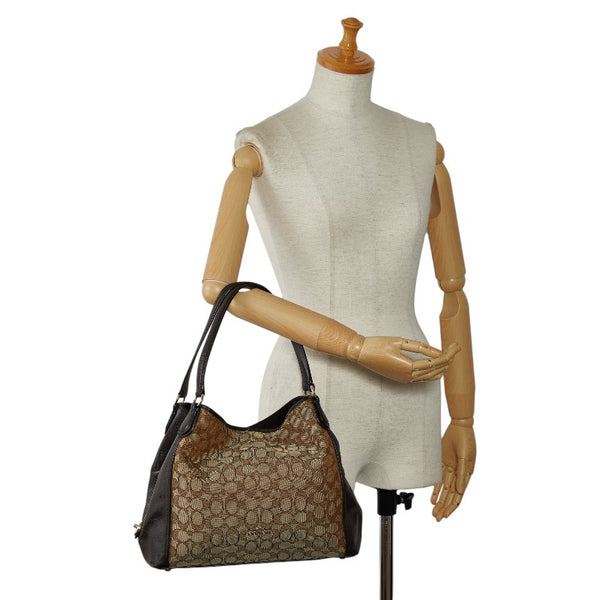 コーチ シグネチャー ハンドバッグ ショルダーバッグ 36370 ベージュ ブラウン キャンバス レザー レディース COACH 【中古】