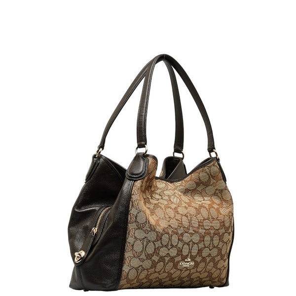 コーチ シグネチャー ハンドバッグ ショルダーバッグ 36370 ベージュ ブラウン キャンバス レザー レディース COACH 【中古】