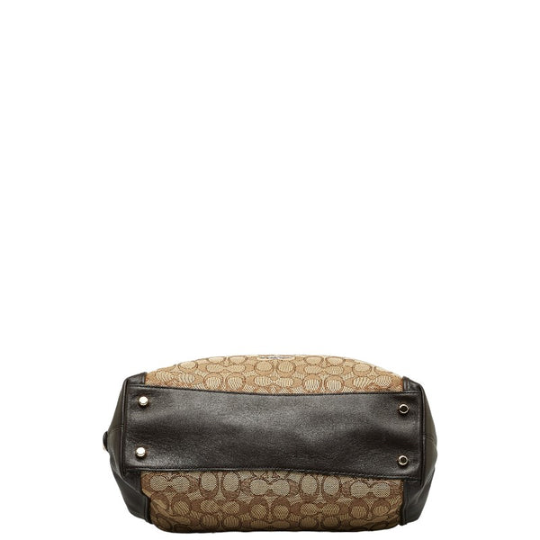 コーチ シグネチャー ハンドバッグ ショルダーバッグ 36370 ベージュ ブラウン キャンバス レザー レディース COACH 【中古】