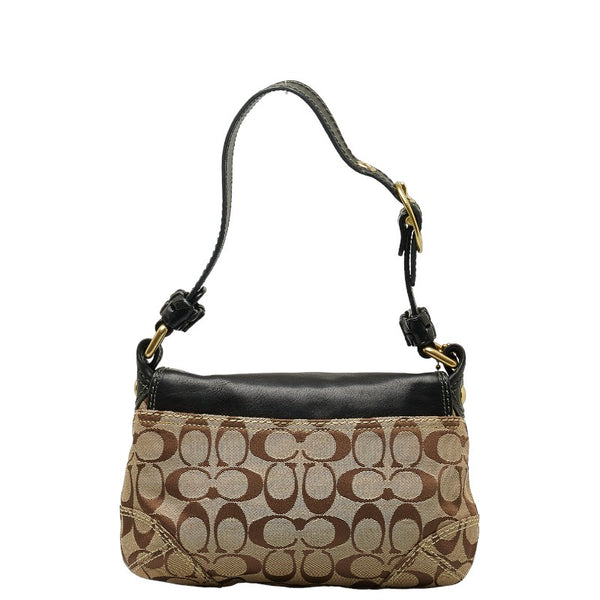 コーチ シグネチャー ハンドバッグ ショルダーバッグ 11441 ベージュ ブラック キャンバス レザー レディース COACH 【中古】