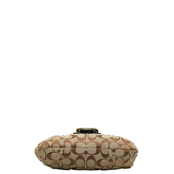 コーチ シグネチャー ハンドバッグ ショルダーバッグ 11441 ベージュ ブラック キャンバス レザー レディース COACH 【中古】