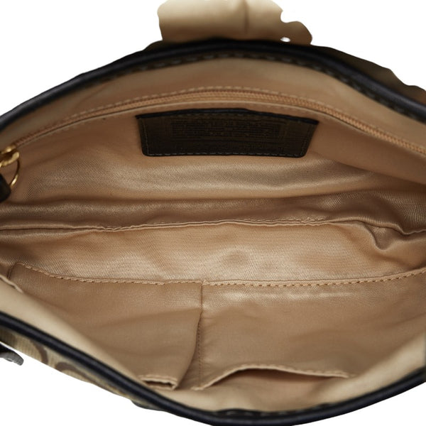 コーチ シグネチャー ハンドバッグ ショルダーバッグ 11441 ベージュ ブラック キャンバス レザー レディース COACH 【中古】