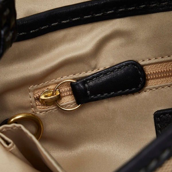 コーチ シグネチャー ハンドバッグ ショルダーバッグ 11441 ベージュ ブラック キャンバス レザー レディース COACH 【中古】