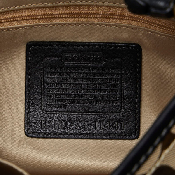 コーチ シグネチャー ハンドバッグ ショルダーバッグ 11441 ベージュ ブラック キャンバス レザー レディース COACH 【中古】